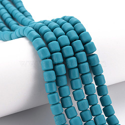 Polymer Clay Bead Strands, Column, Dark Turquoise, 5~7x6mm, Hole: 1.5~2mm, about 61~69pcs/strand, 15.74 inch(CLAY-T001-C42)