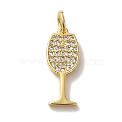 Brass Micro Pave Cubic Pendants, Real 18K Gold Plated, Martini Charms, Wine Glass Charms, Cadmium Free & Lead Free, Golden, 18x7x1.5mm, Hole: 3mm(KK-U027-07G-01)