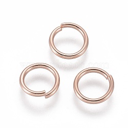 304 Stainless Steel Open Jump Rings, Rose Gold, 9x1.2mm, Inner Diameter: 7mm(X-STAS-O098-02RG-11)