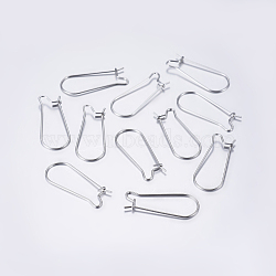 304 Stainless Steel Hoop Earrings, Stainless Steel Color, 21 Gauge, 25x12x2.5mm, Pin: 0.7mm(STAS-L198-15A-P)