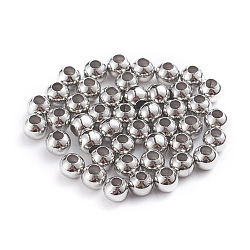 304 Stainless Steel Beads, Hollow Round, Stainless Steel Color, 4x3.5mm, Hole: 1.6mm, about 500pcs/bag(STAS-G230-P01)