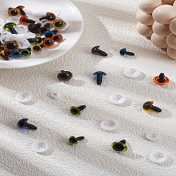 30Pcs 15 Styles Craft Plastic Doll Eyes, Stuffed Toy Eyes, Safety Eyes, Half Round, Mixed Color, 11~15mm, 2pcs/style(DOLL-LP0001-11)