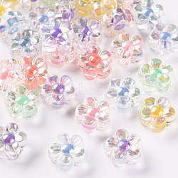 Transparent Acrylic Beads, Bead in Bead, AB Color, Flower, Mixed Color, 12x12.5x6mm, Hole: 2.5mm(X-TACR-S152-06B)