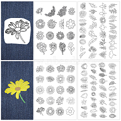 4 Sheets 2 Style Bohemia Style Water Soluble Fabric, Wash Away Embroidery Stabilizer, Flower & Leaf, Mixed Shapes, 300x212x0.1mm, 2 sheets/style(DIY-CP0009-52C)