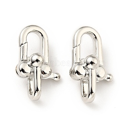 Rack Plating Brass Lobster Claw Clasps, Oval, Cadmium Free & Lead Free, Platinum, 19x11.5x8mm, Hole: 2.5x4.5mm(KK-G416-34P)