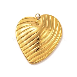 Ion Plating(IP) 304 Stainless Steel Pendants, Heart Charms, Real 18K Gold Plated, 29x26.5x5mm, Hole: 2mm(STAS-N103-168G)