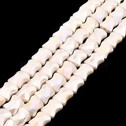 AB Color Plate Glass Beads Strands, Faceted Bamboo Stick, Antique White, 10.5~11x8x5mm, Hole: 1.4mm, about 60pcs/strand, 24.41~25.20''(62~64cm)(EGLA-P051-06A-B03)