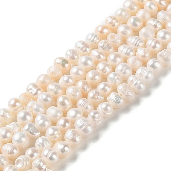 Natural Cultured Freshwater Pearl Beads Strands, Potato, Grade A, PapayaWhip, 5~6.5x4~5mm, Hole: 0.6mm, about 70pcs/strand, 13.58~13.78 inch(34.5~35cm)