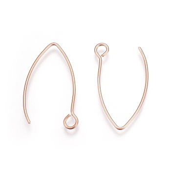 Ion Plating(IP) 304 Stainless Steel Earring Hooks, with Horizontal Loop, Rose Gold, 26x15.5mm, Hole: 2.5mm, Pin: 0.8mm