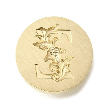 Wax Seal Brass Stamp Heads, Flower Letter Series, Golden, Letter Z, 25.5x14mm, Hole: 7mm