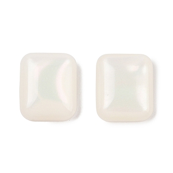 Opaque Resin Decoden Cabochons, Rectangle, White, 12x10x3.5mm