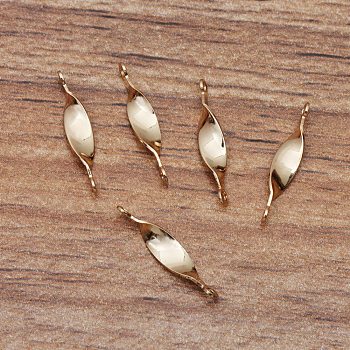 Brass Connector Charms, Twist, Light Gold, 15.5x3x2.5mm, Hole: 1mm