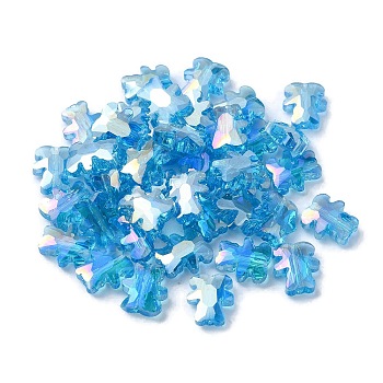 Electroplate Glass Beads, AB Color Plated, Bear, Deep Sky Blue, 9.5x8.5x4mm, Hole: 1.2mm