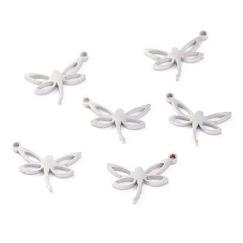 304 Stainless Steel Charms, Laser Cut, Dragonfly, Stainless Steel Color, 12x8x1.1mm, Hole: 1mm