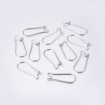 304 Stainless Steel Hoop Earrings, Stainless Steel Color, 21 Gauge, 25x12x2.5mm, Pin: 0.7mm