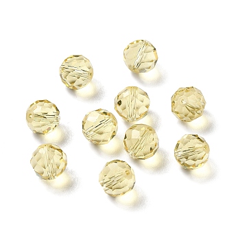 Glass Imitation Austrian Crystal Beads, Faceted, Round, Pale Goldenrod, 8mm, Hole: 1mm