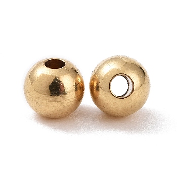 Brass Beads, Nickel Free, Round, Raw(Unplated), 3x3mm, Hole: 1.2mm