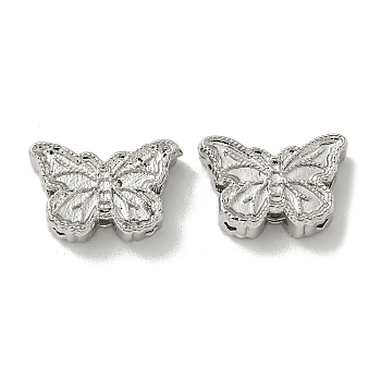 Brass Beads, Butterfly, Platinum, 8x13x4mm, Hole: 1mm