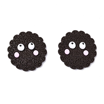 Opaque Resin Cabochons, Biscuit with Eye, Coconut Brown, 22x6~7mm