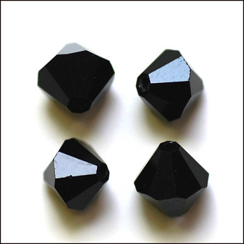 Imitation Austrian Crystal Beads, Grade AAA, Faceted, Bicone, Black, 10x9~10mm, Hole: 0.9~1.6mm