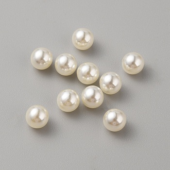 Plastic Imitation Pearl Beads, Round, Seashell Color, 6mm