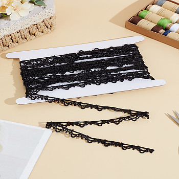 5 Yards Polyester Lace Trims, Lace Ribbon Edge Trimmings, for Sewing and Bridal Wedding Decoration, Black, 1/2 inch(12mm), about 5.00 Yards(4.57m)/Set
