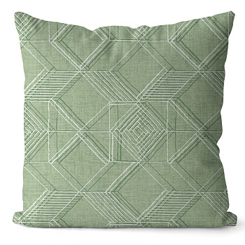 Green Series Polyester Throw Pillow Covers, Cushion Cover, for Couch Sofa Bed, Square, Rhombus, 450x450mm