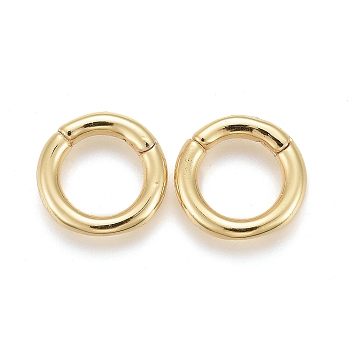 Brass Twister Clasps, Long-Lasting Plated, Ring, Real 18K Gold Plated, 10x2mm, Inner Diameter: 6.5mm