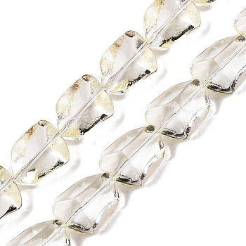 Electroplate Glass Beads Strands, Faceted, Stone, Light Yellow, 15.5~16x12x9mm, Hole: 1.4mm, about 39~40pcs/strand, 22.99~24.65 inch(58.4~62.6cm)