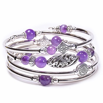 Bohemian Multi-Layered Natural Amethyst Wrap Bracelet Women's Jewelry, show in picture