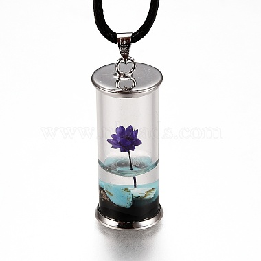 Glass Wishing Bottle Leather Cord Pendant Necklaces(NJEW-Z009-A)-2