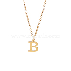 304 Stainless Steel Letter Pendant Necklaces, Lead Free & Nickel Free & Cadmium Free, Letter B, 17.52 inch(44.5cm)~17.72 inch(45cm), Letter: 12.5x9.5mm(NJEW-LP0001-53B-G)