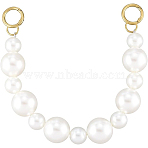 Round ABS Plastic Imitation Pearl Beaded Bag Handles, with Alloy Clasps, for Bag Straps Replacement Accessories, Golden, Floral White, 370mm(FIND-WH20041-002)