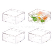 Plastic Beads Storage Containers with Flip Cover, Square, Clear, 6x6x3cm, Inner Diameter: 5.35x4.9cm(CON-WH0093-10)