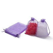 Organza Bags, with Ribbons, Medium Purple, 18x13cm(X-OP-R016-13x18cm-06)