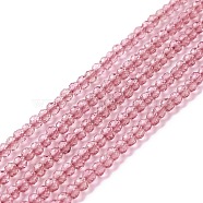 Transparent Glass Beads Strands, Faceted, Round, Pink, 3mm, Hole: 0.8mm, about 127~139pcs/strand, 14.09~14.53 inch(35.8~36.9cm)(GLAA-C019-01B-20)