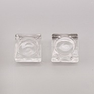 Square Glass Dappen Dish/Lid Bowl Cup Crystal Dish, Mini Bowl Liquid Holder, Nail Art Manicure Accessories Container, Clear, 5.3x5.3x2.3cm(MRMJ-WH0075-16)