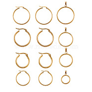 304 Stainless Steel Jewelry Sets, Hoop Earrings and Pendants, Ring, Golden, 4sets/box(SJEW-SZ0001-006G)