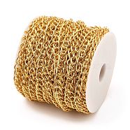 Oxidation Aluminum Cuban Link Chains, Unwelded, with Spool, Golden, 9.5x7x1.5mm, about 98.43 Feet(30m)/Roll(CHA-D001-10G)