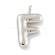 Non-Tarnish 304 Stainless Steel Pendants, Letter Charm, Stainless Steel Color, Letter F, 16.5x10x3mm, Hole: 2mm(STAS-C102-15P-F)