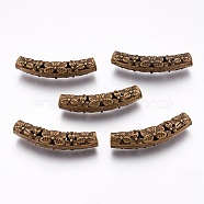 Flower Pattern Hollow Alloy Tube Beads, Antique Bronze, 47x9x9mm, Hole: 6mm(PALLOY-K192-55AB-NF)