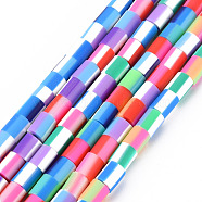Handmade Polymer Clay Bead Strands, Multiple Tone, Column, Mixed Color, 5x4.5~6.5mm, Hole: 1.6mm, about 63~65pcs/strand, 14.96 inch~15.35 inch(38cm~39cm)(CLAY-S096-014)
