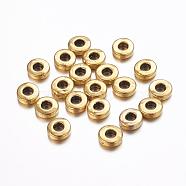 Tibetan Style Spacer Beads, Lead Free & Cadmium Free, Donut, Antique Golden, 6x2mm, Hole: 2.5mm(LF0842Y-AG)