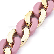 Handmade Curb Chains, Twisted Chain, with Opaque Spray Painted Acrylic Linking Rings and CCB Plastic Linking Rings, Oval, for Jewelry Making, Pink, Link: 29x20x6mm, 39.37 inch(1m)/strand(X-AJEW-JB00567-01)