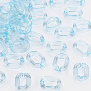 Transparent Acrylic Linking Rings, Quick Link Connectors, For Jewelry Chains Making, Oval, Light Sky Blue, 10x7.5x2.5mm, Hole: 3x5.5mm(MACR-S373-68-B05)