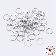 Rhodium Plated 925 Sterling Silver Open Jump Rings, Round Rings, Platinum, 19 Gauge, 5x0.9mm, Inner Diameter: 3mm, about 119pcs/10g(STER-F036-02P-0.9x5mm)