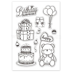PVC Plastic Stamps, for DIY Scrapbooking, Photo Album Decorative, Cards Making, Stamp Sheets, Birthday Themed Pattern, 16x11x0.3cm(DIY-WH0167-56-17)