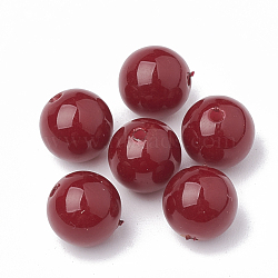 Eco-Friendly Plastic Imitation Pearl Beads Strands, High Luster, Grade A, Round, Dark Red, 10mm, Hole: 1.8mm, about 110pcs/strand, 43.3 inch(MACR-S291-10mm-02)