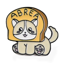 Cartoon Bread Cat Enamel Pins, Zinc Alloy Kitten Brooches for Backpack Clothes, Yellow, 26.5x28.5mm(JEWB-S024-04B)