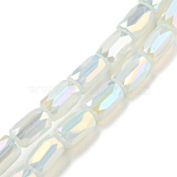 Imitation Jade Glass Beads Strands, AB Color Plated, Faceted Column, Snow, 6x4mm, Hole: 0.8mm, about 80pcs/strand, 20.08''~20.47''(51~52cm)(X-EGLA-P052-03A-02)
